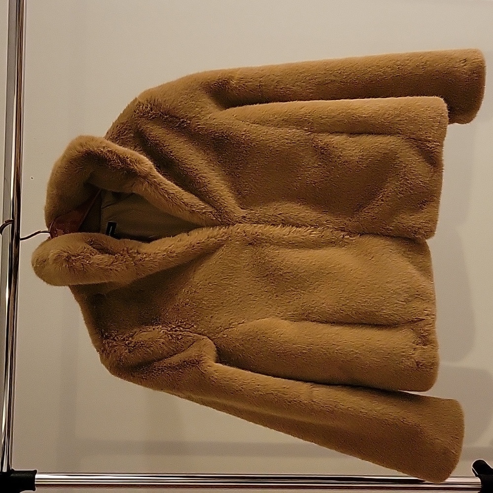 International Concepts camel colored faux fur jacket